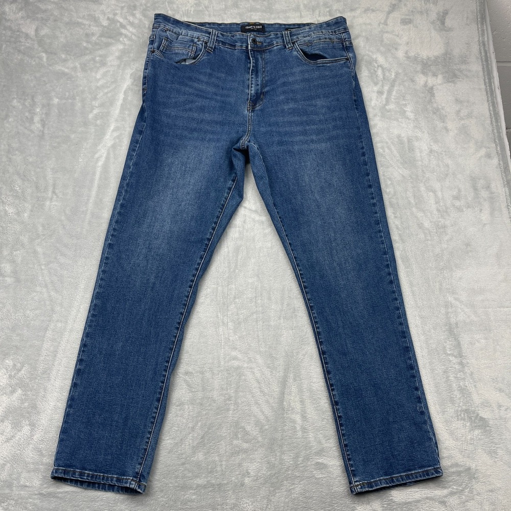 Kenneth Cole Jeans Mens 38x32 Blue Denim Streetwear Grunge Festival Straight Fit